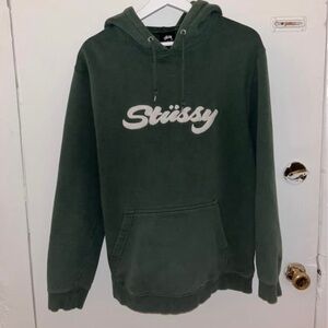 Stussy Men's Green Hoodie